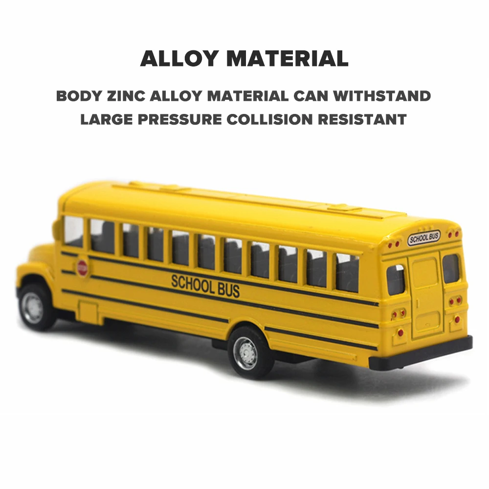 Metal Cars Toys Scale 1/43 School Bus Diecast Alloy Car Model for Boys Gift Children Kids Toy Vehicles Hobbies Collection