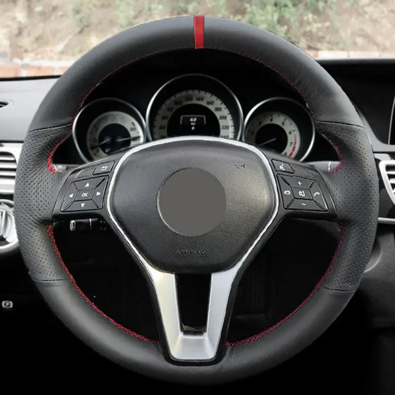 Hand Stitched Car Steering Wheel Cover For Mercedes Benz W176 W246 W204 C117 C218 W212 X156 R231 R172 Perforated Leather Trim