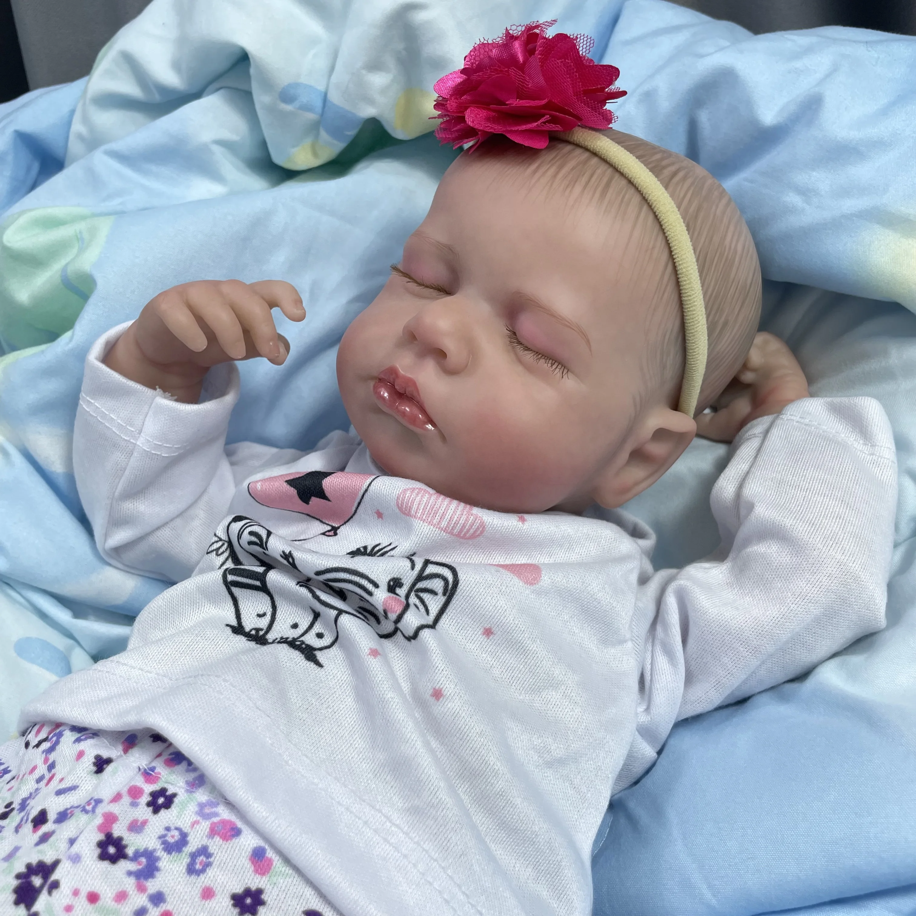 50CM Finished Reborn Baby Dolls LouLou Sleeping Girl Lifelike Silicone Vinyl Newborn 3D Skin Visible Veins DIY Toys For Girls