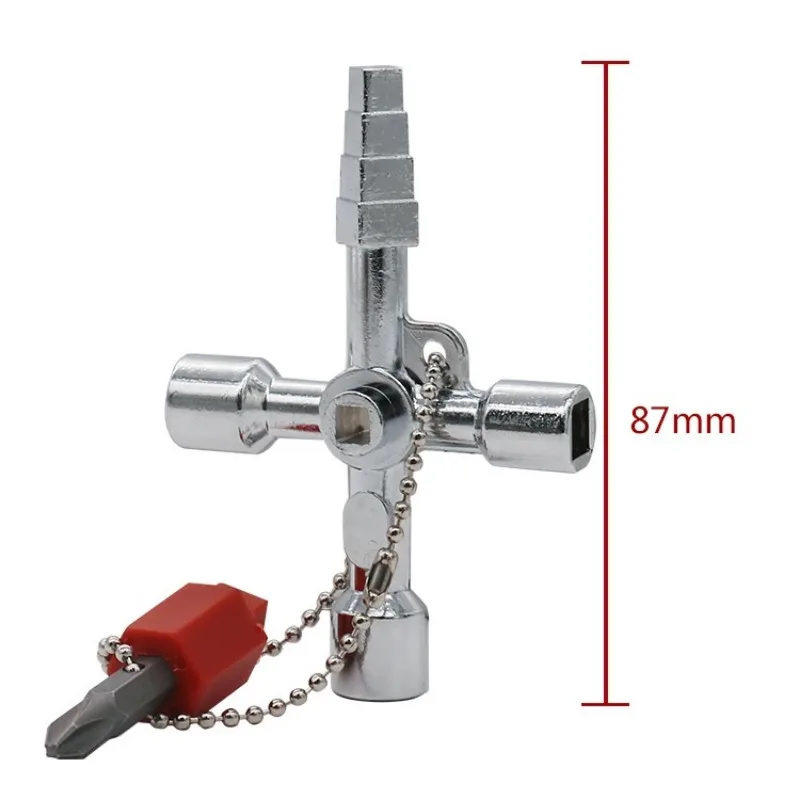 Universal Cross Key Control Cabinet Keys 4-Way Multifunctional Key for Water Electricity Meter Radiator Gas Meter
