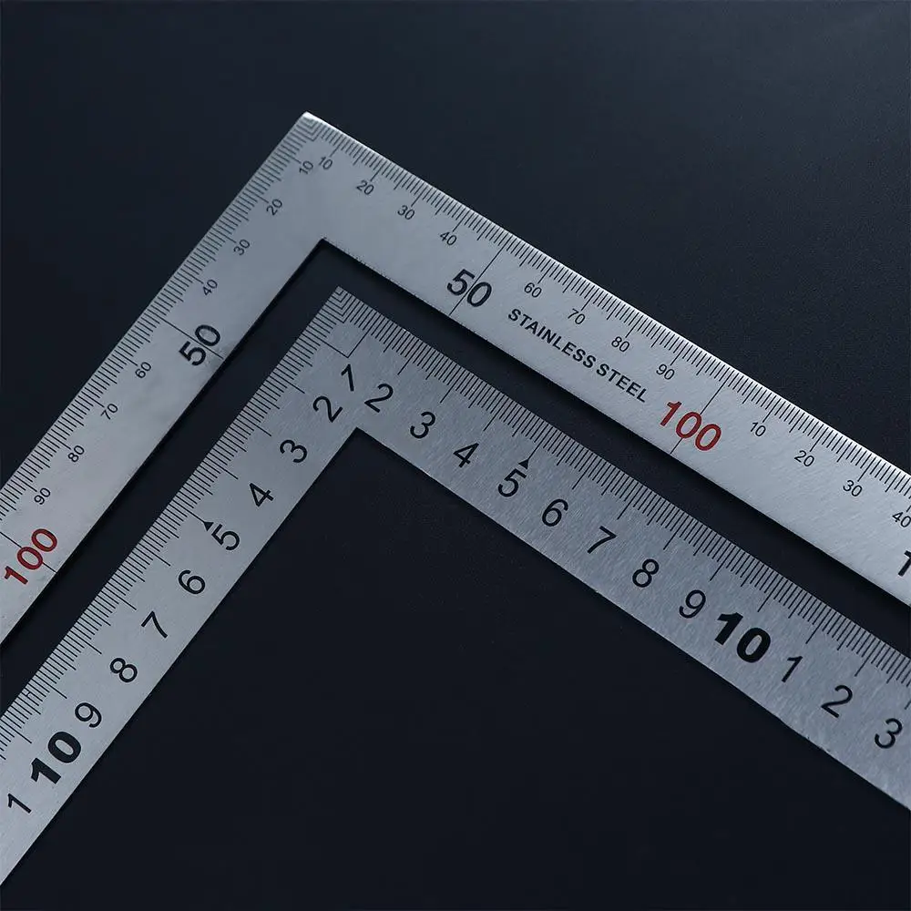 Educational Metal Double Sided Measuring Tool School Supplies L Shape Ruler 90 Degree Ruler Straight Ruler 90 Angle Ruler