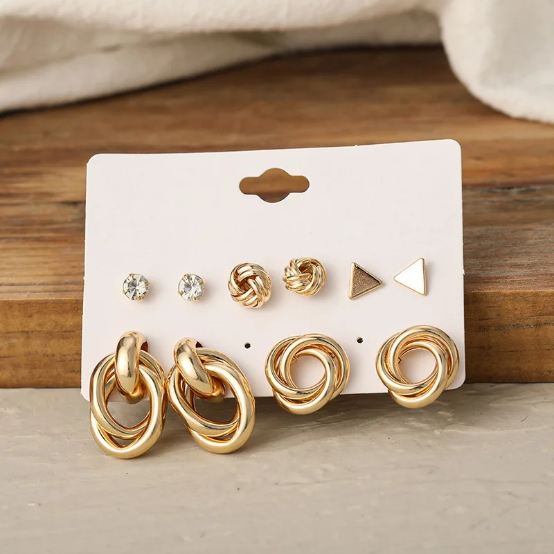 9 pairs Gold Color Pearl Earring Sets Hoop Earrings Creative Simple Party Earrings Vintage Circle Hoop Earring Party Jewelry New