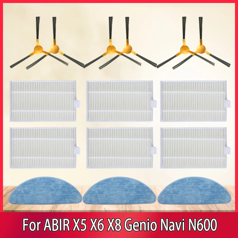 Side Brush Hepa Filter For ABIR X5 X6 X8 Genio Navi N600 Robotic Vacuum Cleaner Replacement Spare Parts Accessories