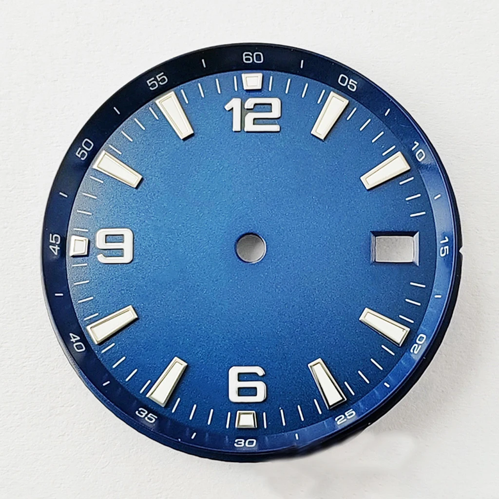 31mm Black White Blue Dial Green Luminous Sterile Watch Fit NH35 NH35A Movement