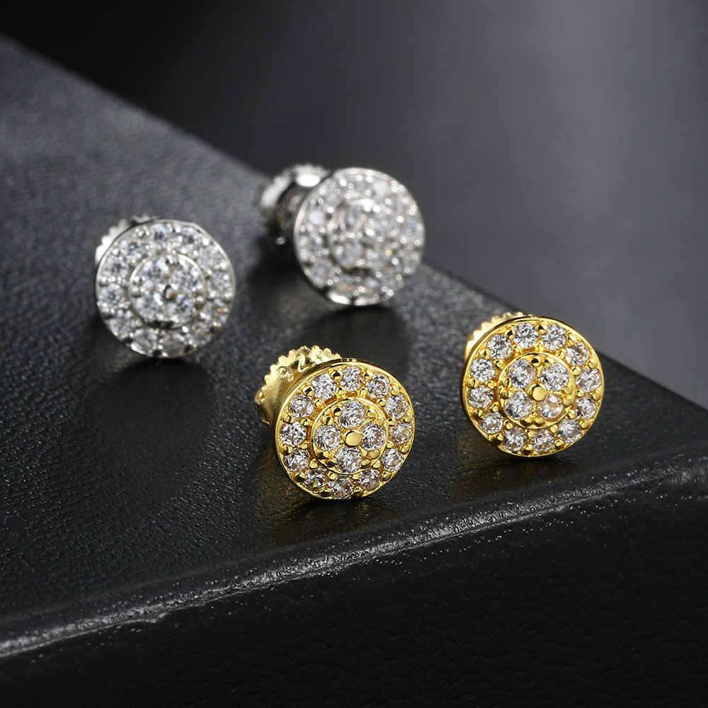 7mm Personalized Round Full Diamond Earrings for Women Micro Set AAA Zircon Thread Earrings Fashion Earrings Party Daily Matching