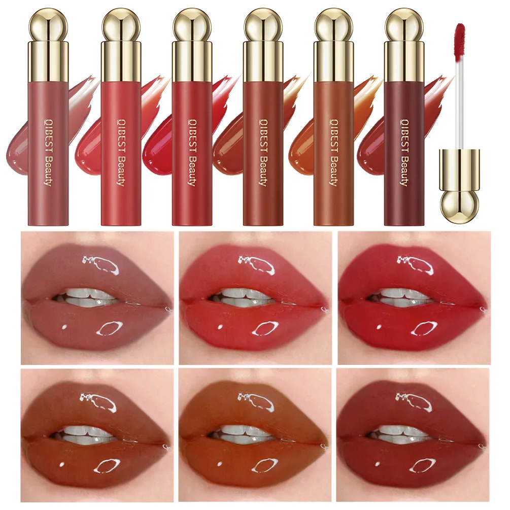 QIBEST Mirror Water Light Jelly Lip Gloss Shiny Mirror Moisturizing Liquid Lipstick Glitter Lip Gloss Lip Oil Glass Lip Stain