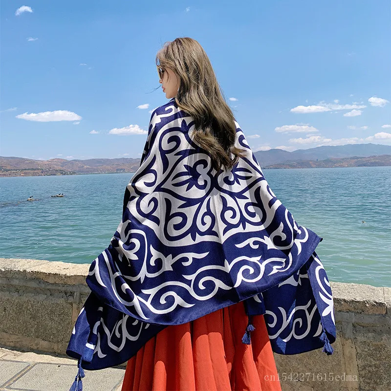 New 46 Colors Women Beach Scarf Bohemia Flower Summer Hijab Shawls and Wraps Female Foulard Echarpe Designer Pashmina Bandana