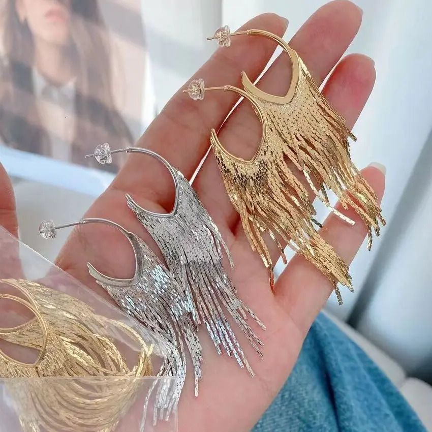 3 pairs fashionable and elegant gold and silver tassel earrings fashionable brass jewelry feminine charm Christmas gift 241031