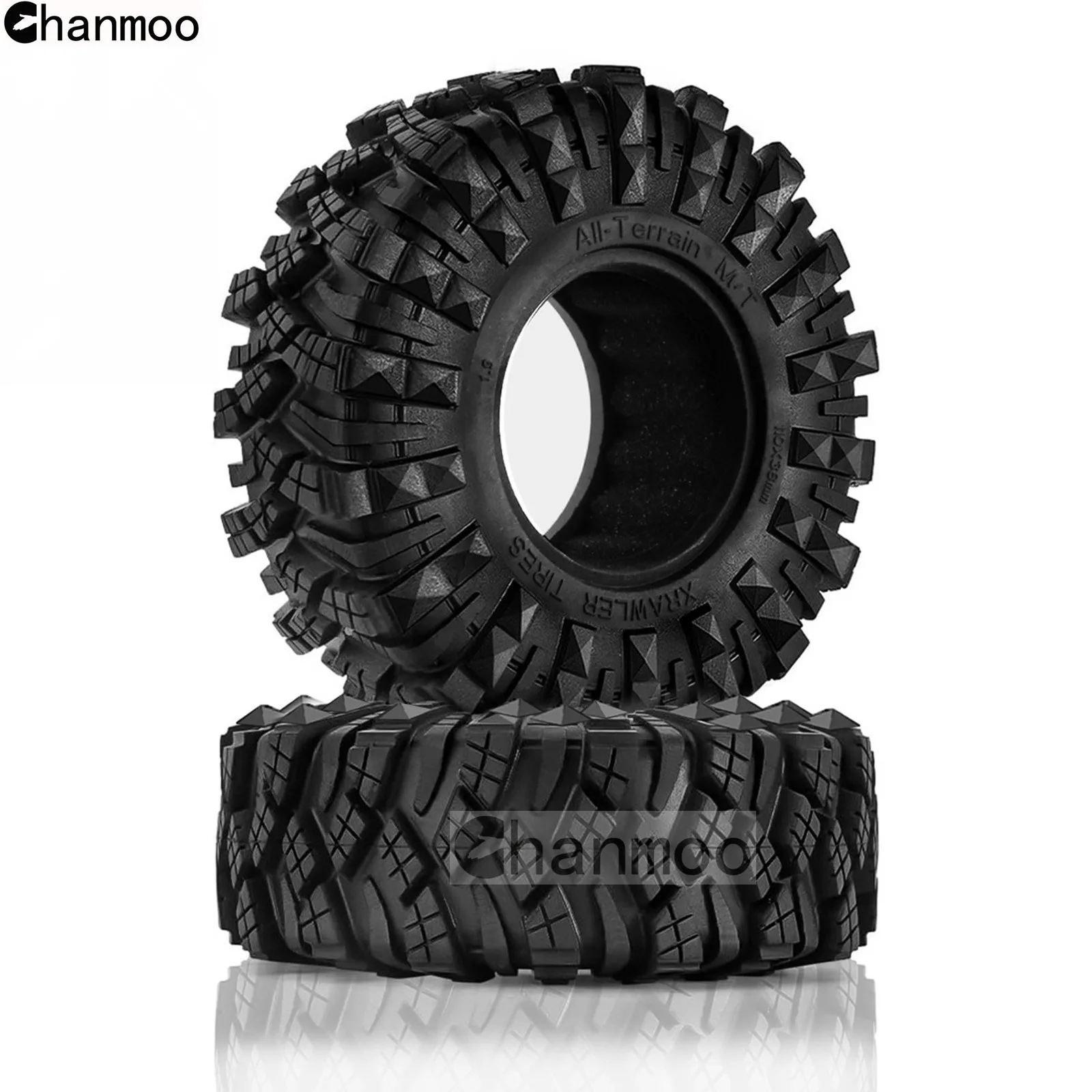 Chanmoo 1.9 Rubber Tires 110mm Wheel Tyres for 1/10 RC Crawler Car Axial SCX10 II III 90046 Traxxas TRX4 4WD D90 Redcat Gen8
