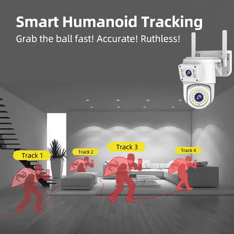 4MP Dual Lens WIFI IP Camera HD Dual Screen PTZ Camera AI Auto Tracking Security CCTV Camera Video Surveillance Yoosee APP