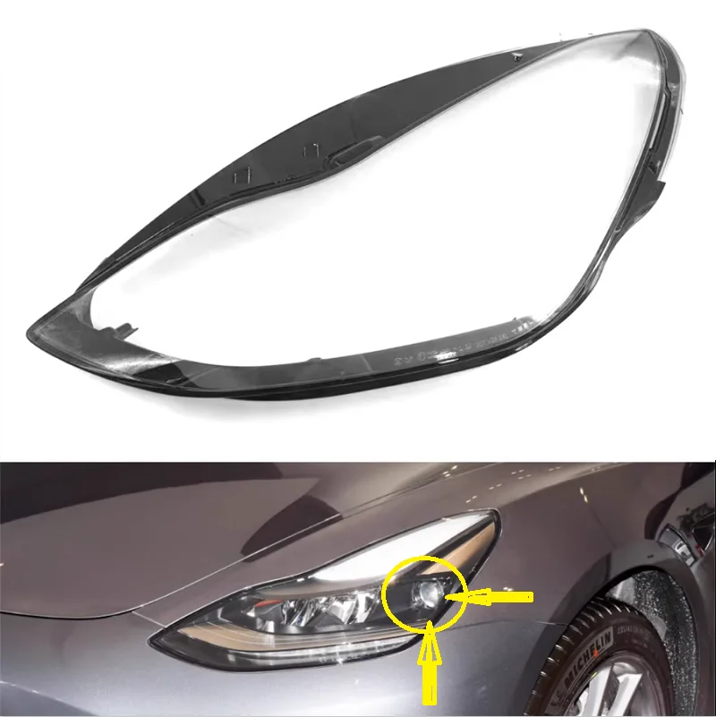 For Tesla Model 3 2019 2020 2021 2022 Car Headlamp Lens Cover Headlights Shell Mask Transparent Lampshade Glass Head Lamp Shade