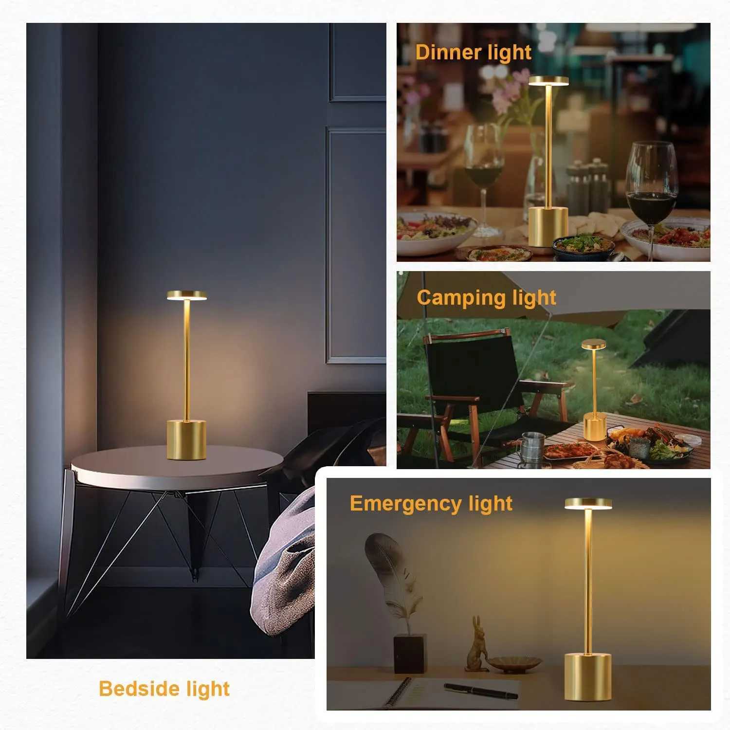 Simple LED Rechargeable Touch Metal Table Lamp Three Colors Bedside Cordless Desk Lamp Bar Outdoor Decoration Led Night LightLX241102