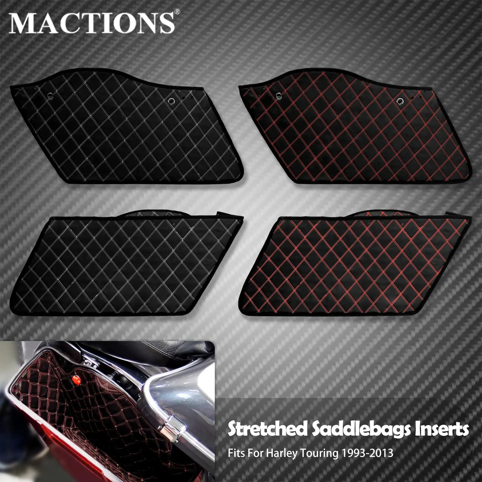 2xMotorcycle Saddlebag Insert Carpet Liner Thread Extended Bags For Harley Touring Road King Electra Street Glide FLHT 1993-2013