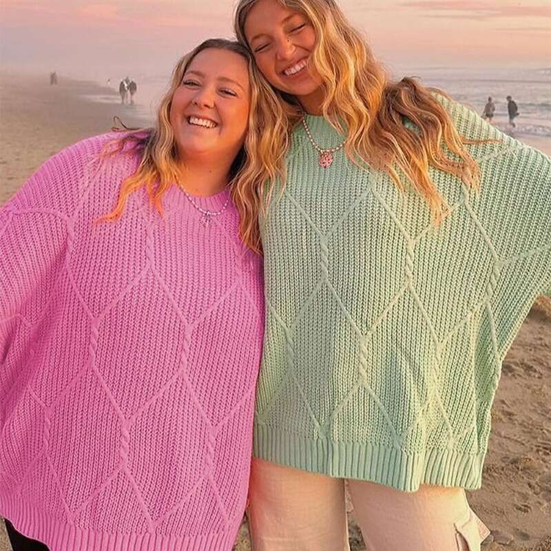 Best friend's sweater knitted top T-shirt, women's designer clothing brand, solid color pullover knitted sweater, fashionable loose casual s