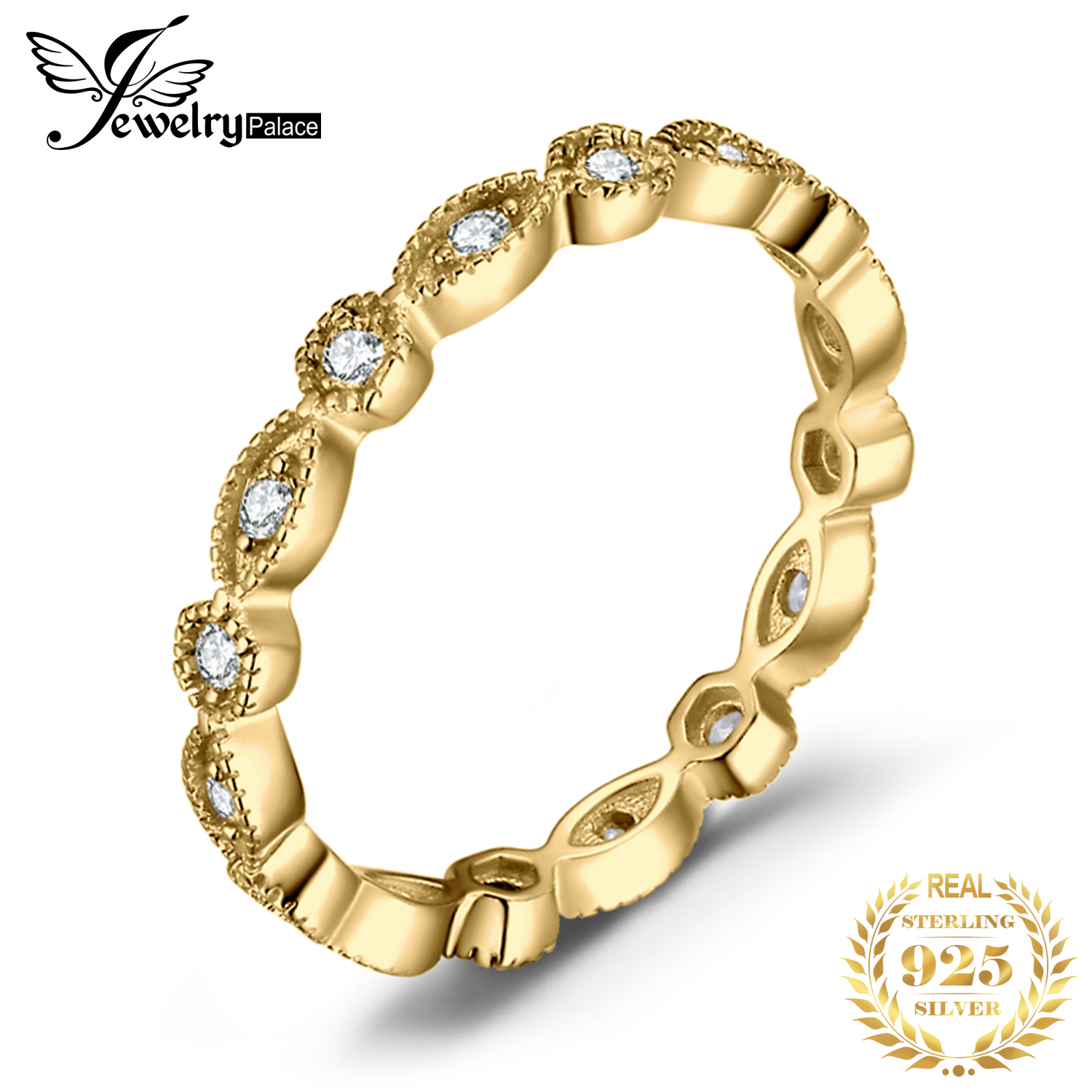 CLEARANCE JewelryPalace 925 Sterling Silver Band Ring Sets Woman CZ Moissanite Bridal Sets Luxury Rose Gold Jewelry for Women