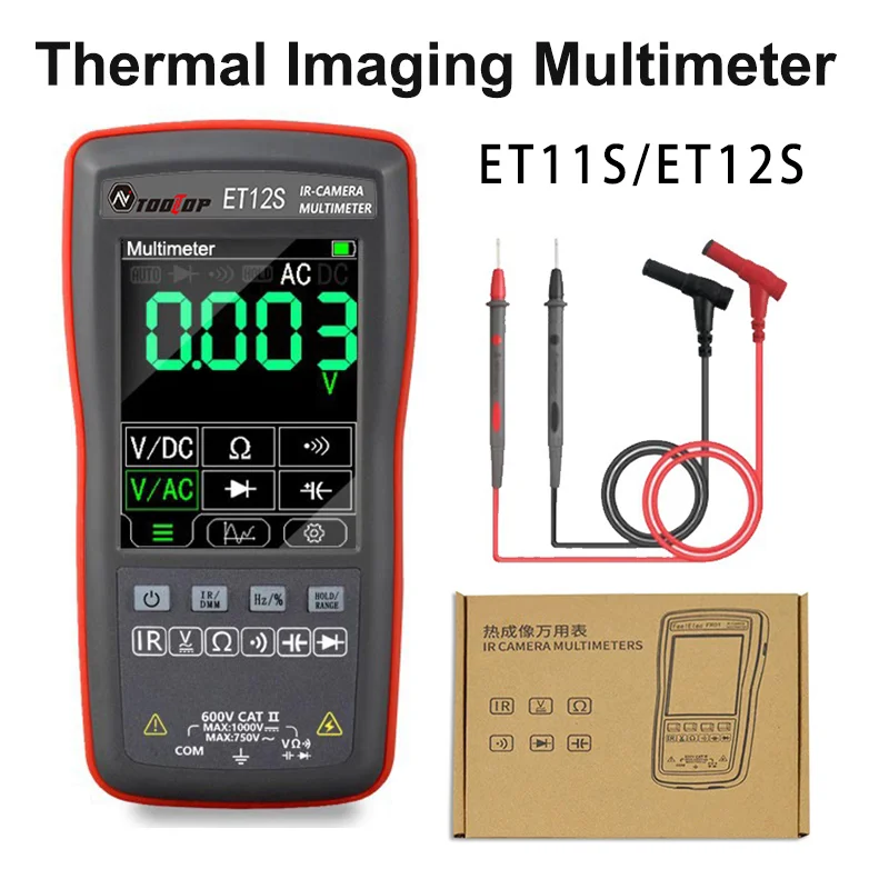 TOOLTOP 2-In-1 Digital Thermal Imager Multimeter,ET11S/ET12S,90*32 Professional Digital Touch Screen Multi-Tool Voltmeter