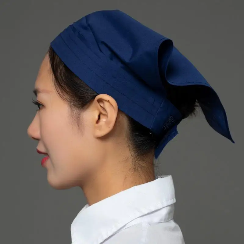 1Pc Restaurant Waiter Triangle Headband Chef Hat Men Women Kitchen Portable Solid Color Hat Food Hygiene Work Hat