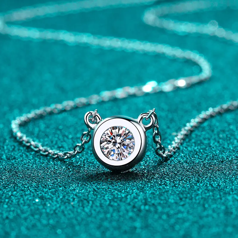 KNOBSPIN D Color Moissanite Necklace for Woman Birthday Party Jewely with GRA 925 Sterling Sliver Plated 18k White Gold Necklace