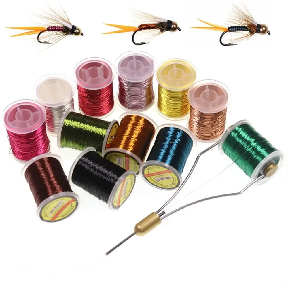 Tying Fly Body Ribbing Copper Wire 26 yards Fly Tying Thread Fishing Accessories Nymph Thread for Flies Trout Bass Midge Larve smile