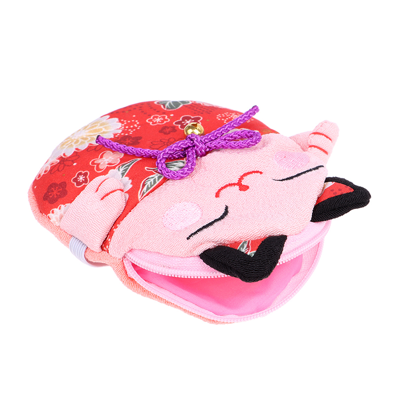 pc Lucky Cat Cloth Shaped Coin Purse Key Case Lovely Multi color Pocket Handbag