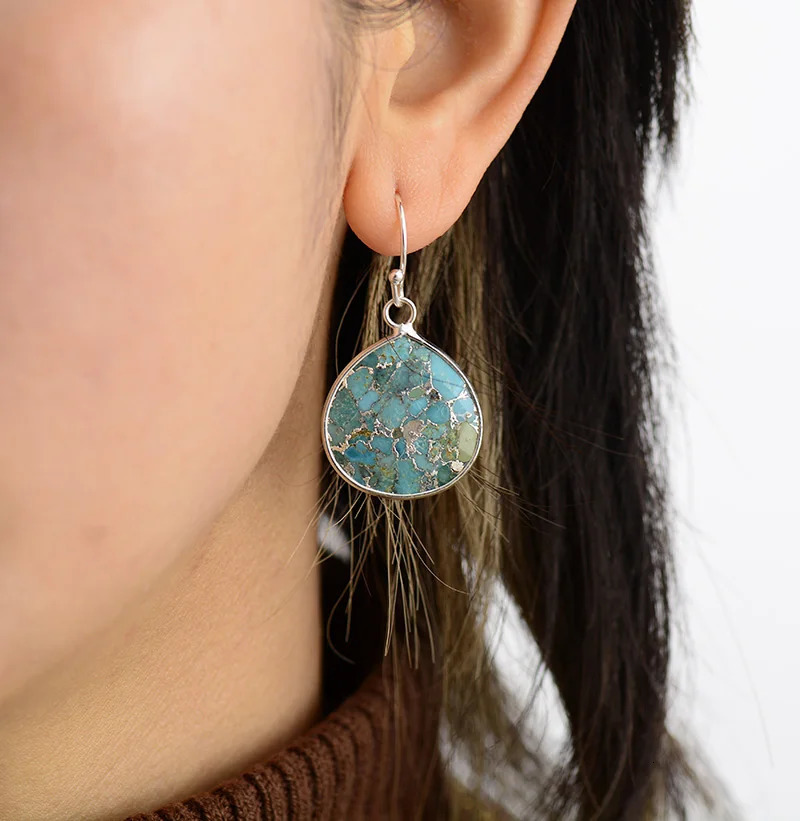 Avant garde womens tears turquoise pendant earrings decorative art modernism teenage earring rhinestone jewelry wholesale 241031