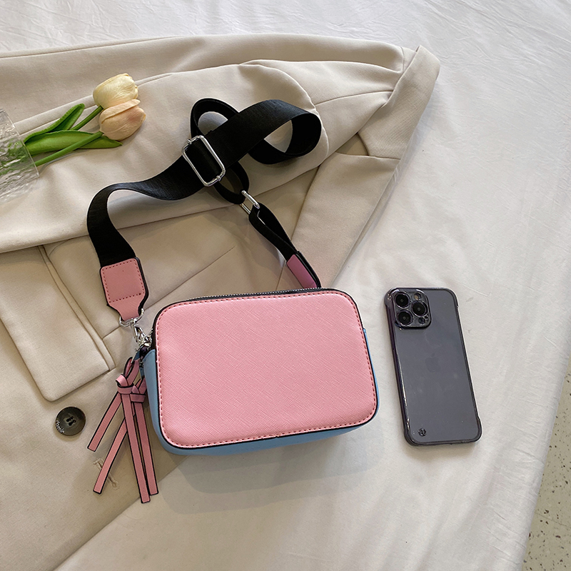 Trendy Contrast Color Small Square Bag New Personalized Broadband Crossbody Women's Bag Minimalist Camera Bag