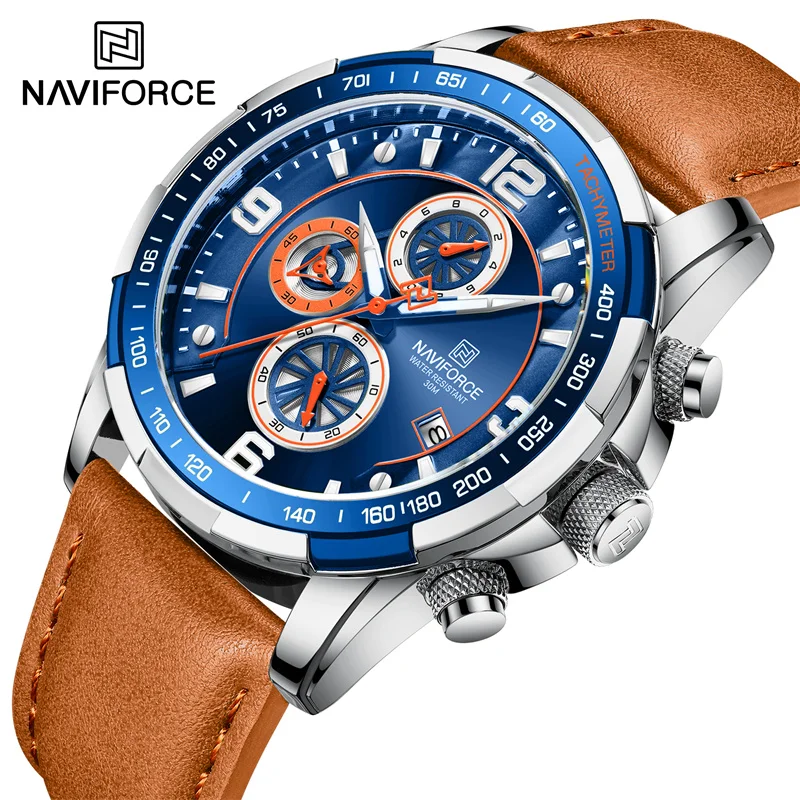 Top Brand NAVIFORCE Trend Cool Watch for Men Waterproof Leather Quartz Male Watches Luxury Wristwatches Luminous Man Watches