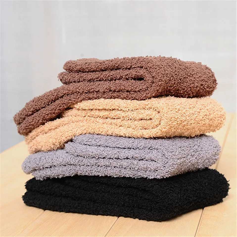 Winter Warm Thicken Fluffy Men Soft Elastic Coral Velvet Towel Sock Unisex Thermal Cozy Floor Sleeping Socken Dropshipping LX241102
