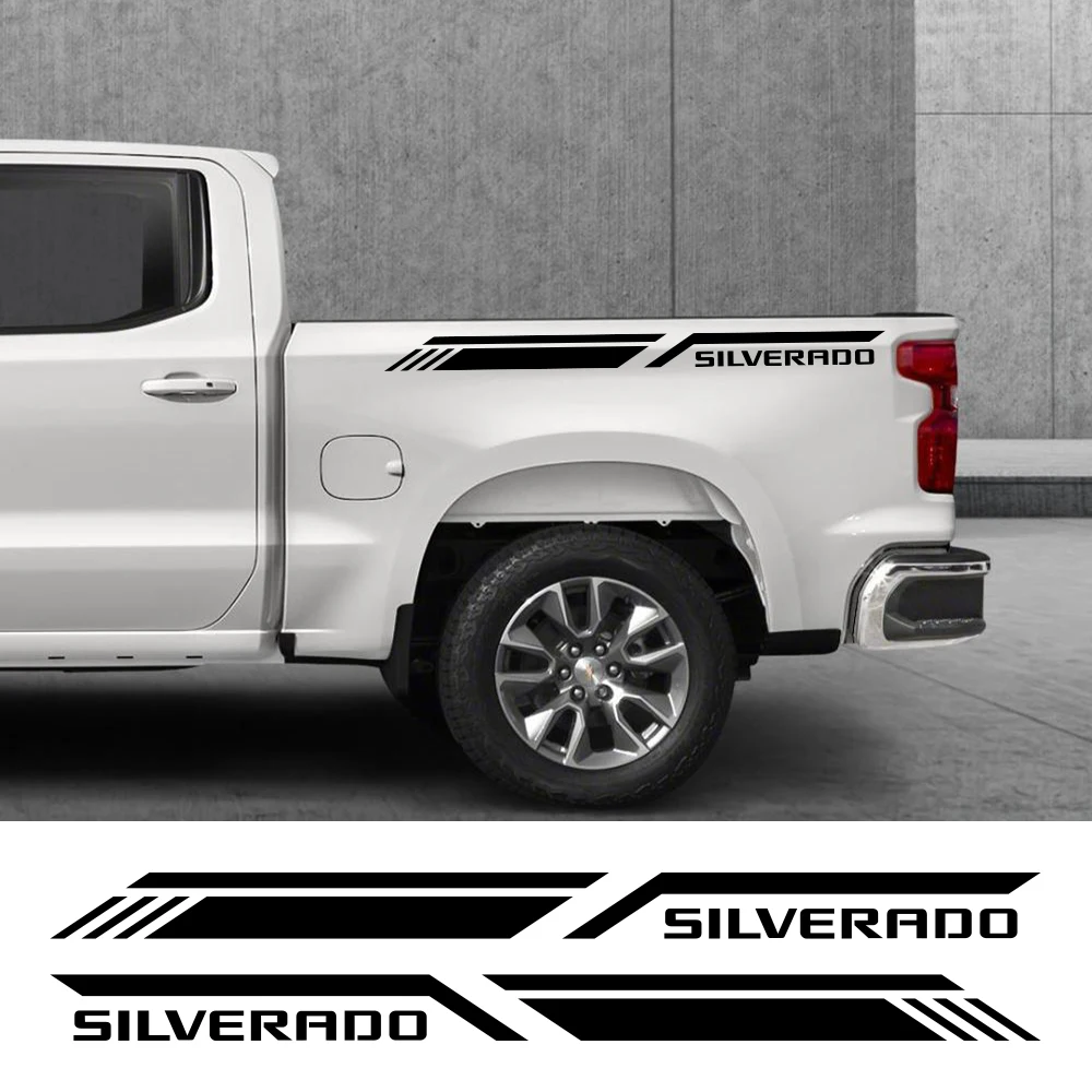Pickup Bed Side Sticker For Chevrolet Silverado 1500 2500 HD Car Stripes Style Decor Decal Truck Vinyl Cover Auto Accessories