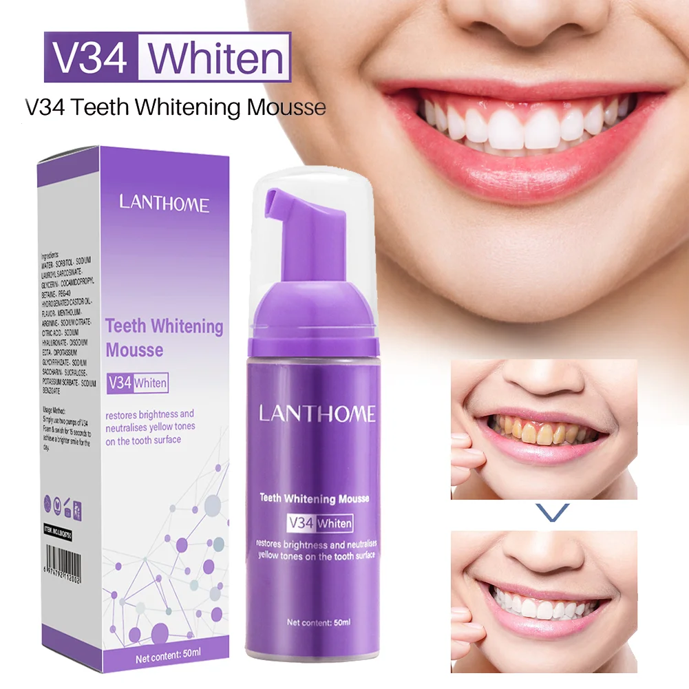V34 Mousse Toothpaste Effectively Cleans Whitens Teeth Powerfully Removes Calculus Toothpaste Teeth Yellow Refreshes Breath