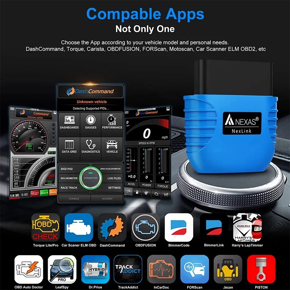 NEXAS Bluetooth OBD2 Scanner EOBD Motorcycle Car Diagnostic Tools Nexlink OBD 2 Scan Tool Code Reader for iOS Android Windows