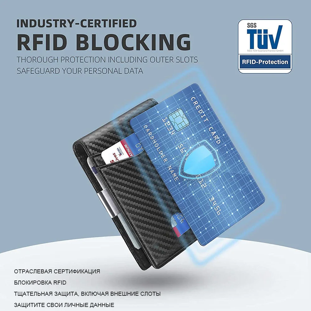 Men's Smart Genuine Leather Wallet Purse Bank Credit Card Holder For Men Slim Anti RFID Theft Wallet Money Clip Bag Cardholder