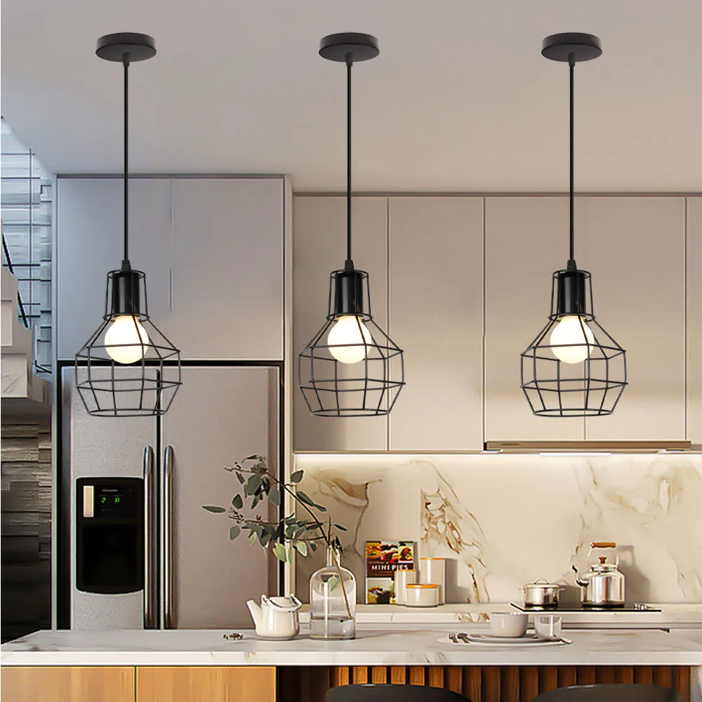 Vintage Industrial Retro Loft Pendant Ceiling Light LED Hanging Lamp Shade for Home Living Room Kitchen Lighting Luminaire Decor