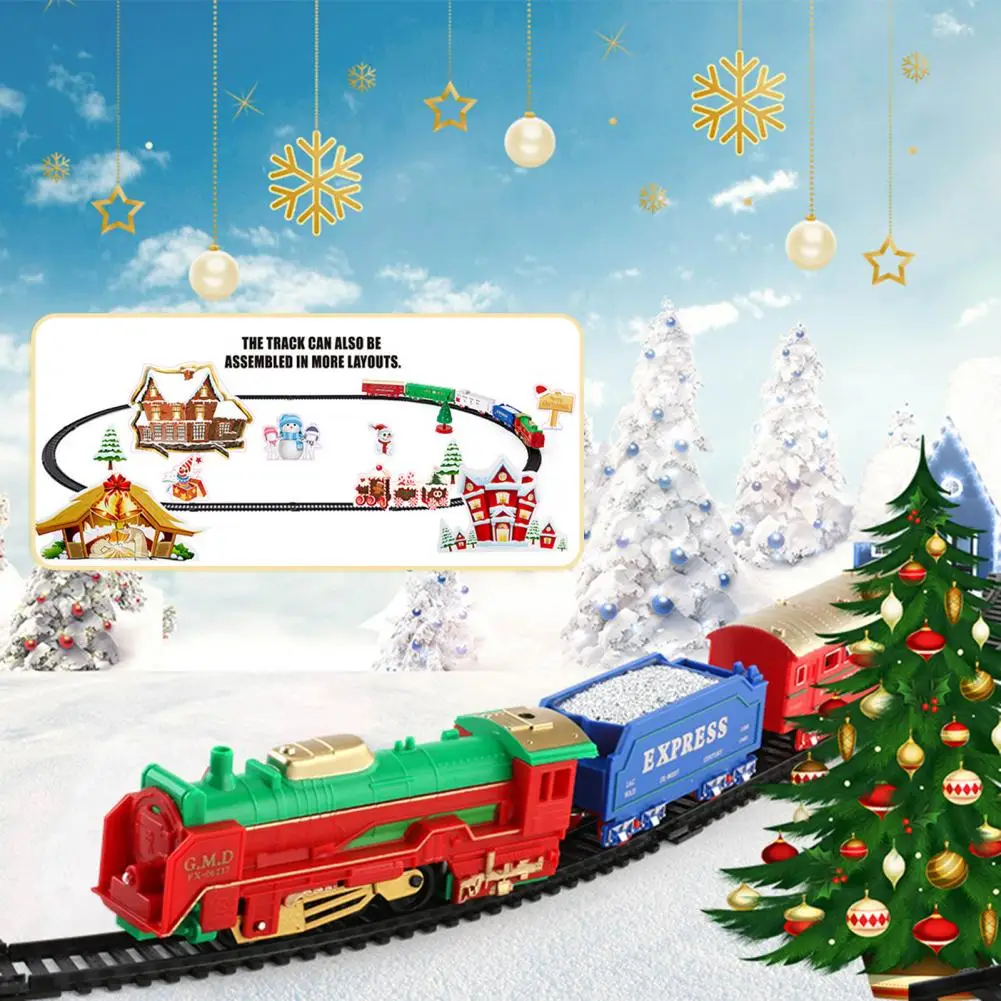Electric Train Toy Light Sounds Trail Moving Entertainment Kids Christmas Toy Gifts New Year Present Vintage Train Trail Toy