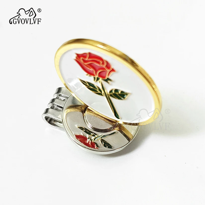1 piece GVOVLVF Golf Rose ball Markers Magnetic Hat Clips with Bling Bling Golf Bag Accessories Gift for Women Golfers New