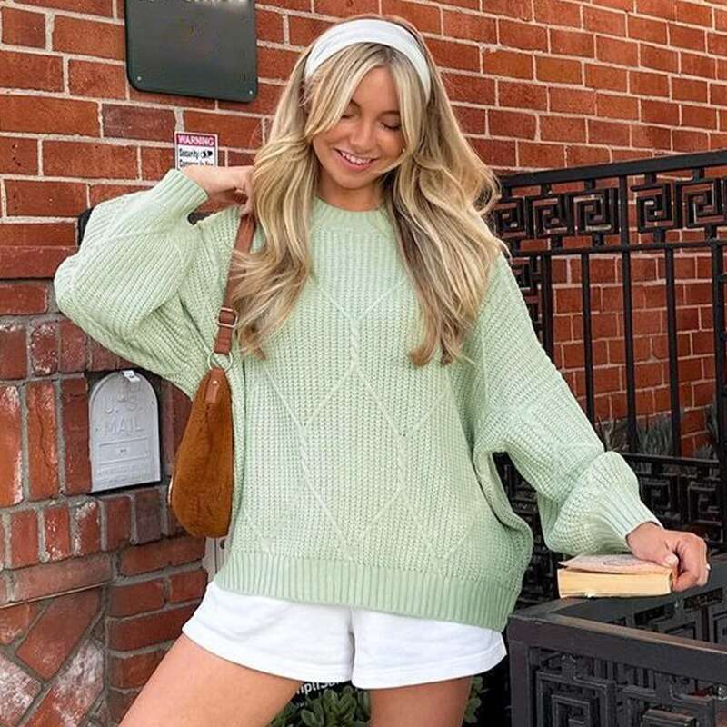 Best friend's sweater knitted top T-shirt, women's designer clothing brand, solid color pullover knitted sweater, fashionable loose casual s