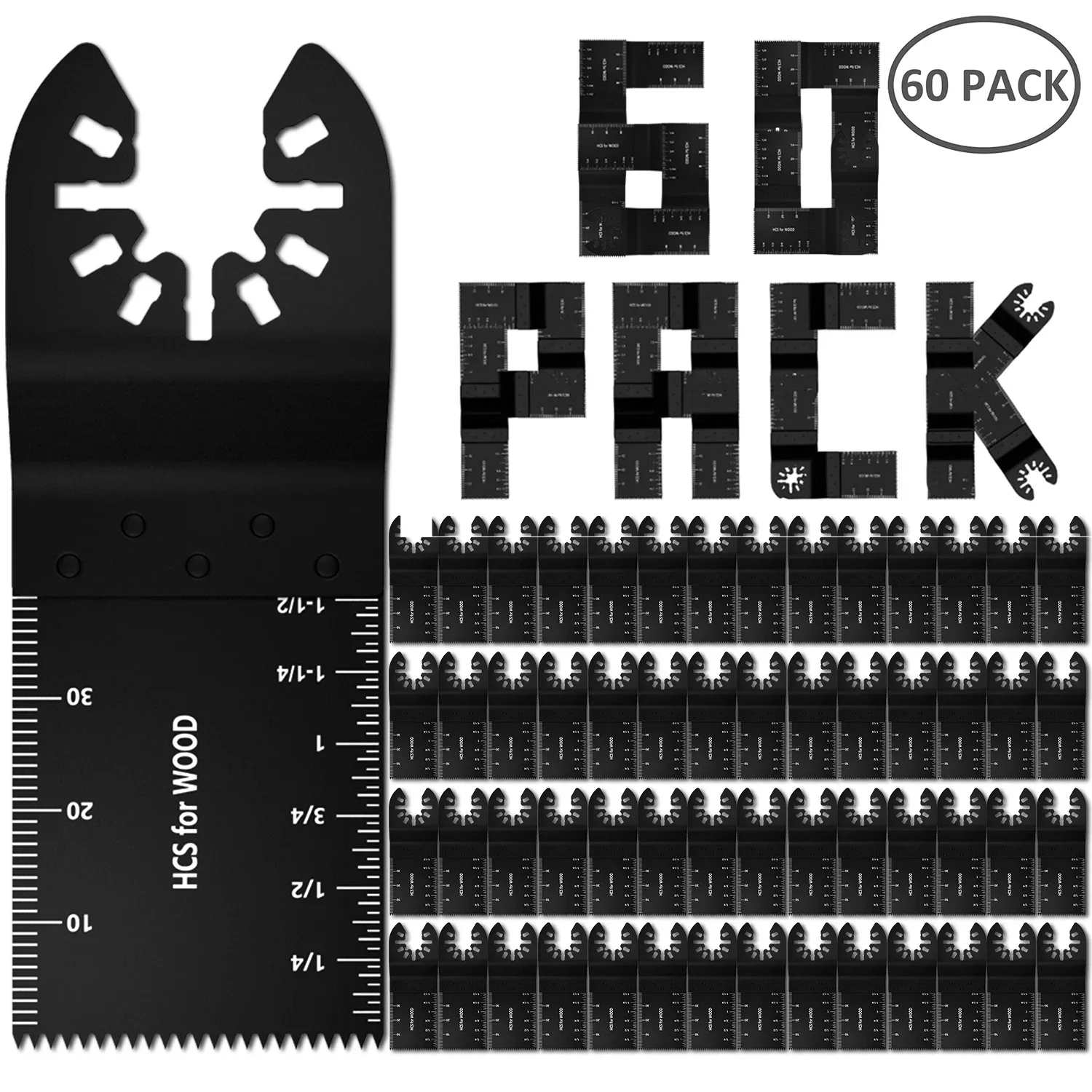 Saw Cutter Blade Accessories 60/50/20/10/5 Pack Oscillating Multi Tool Saw Blades for Renovator Power Wood Cutting Tools Bits