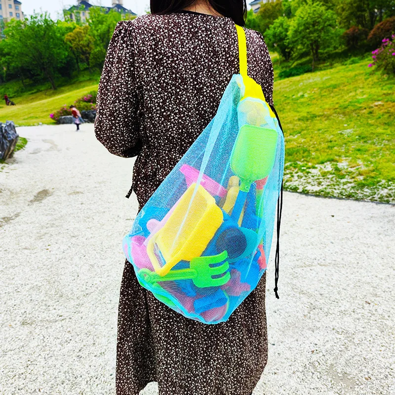 Outdoor Beach Mesh Bag Children Sand Away Foldable Portable Kids Beach Toys Bag Clothes Toy Storage Sundries Organizers Backpack