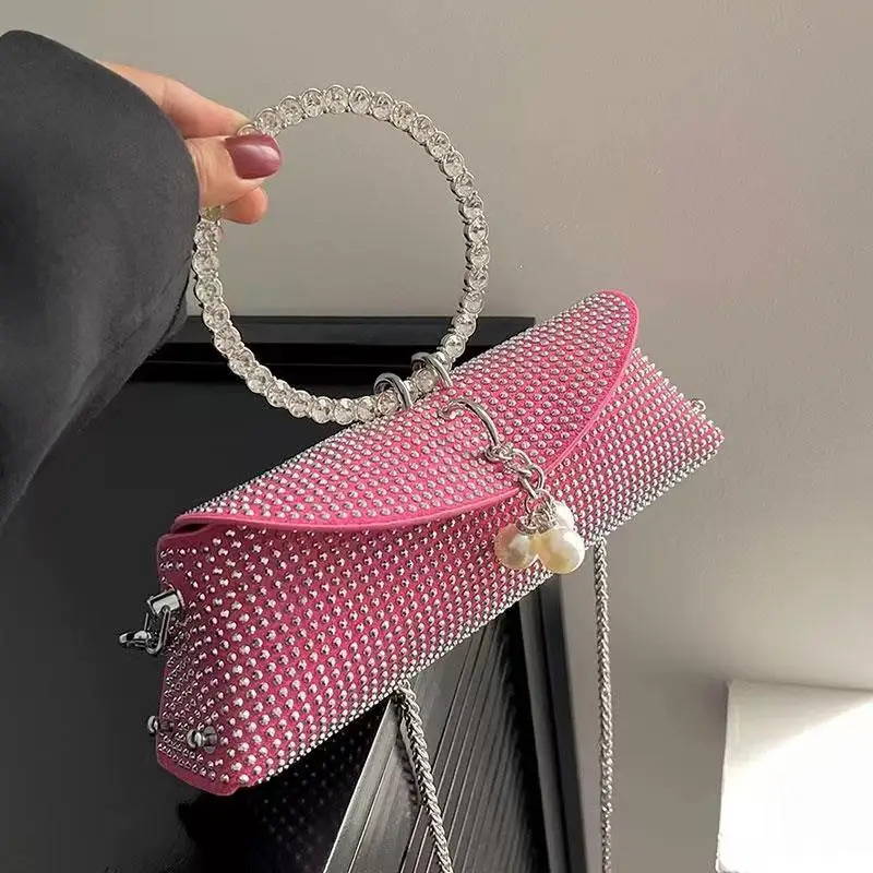 Diamond handbag womens wedding handbag sparkling Rhinestone ball party bride sparkling evening clutch square handbag 241031