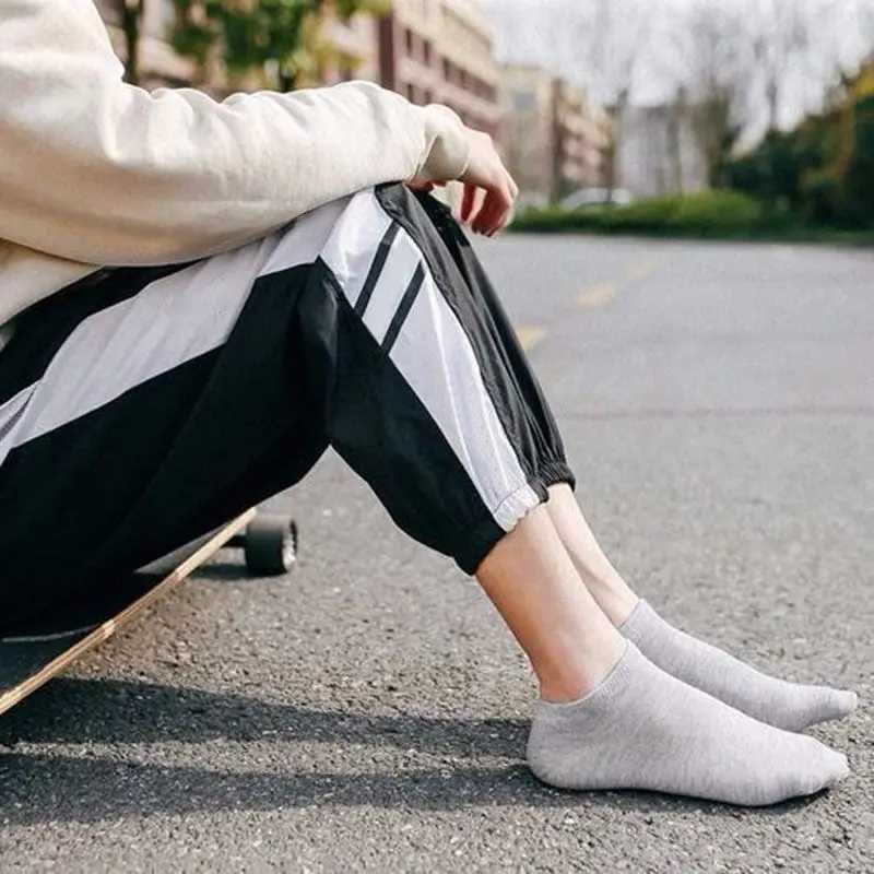 5-10-12 Pairs Unisex Ankle Solid Women Men Ankle Sock Pack Solid Black White Short Hosiery Thin Spring Summer LX241102