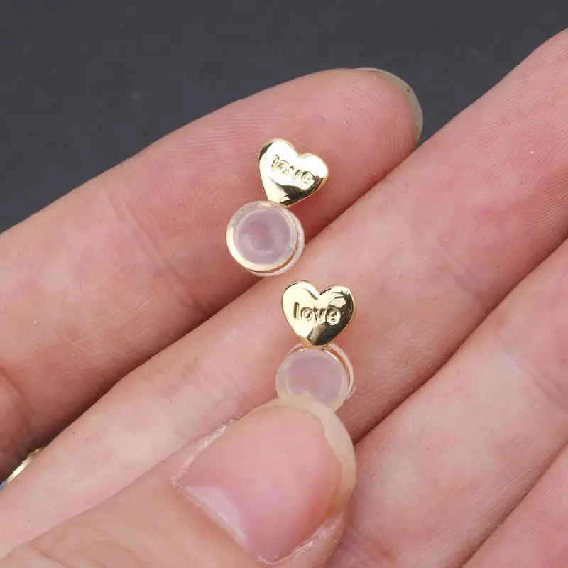 10Pcs Heart Love Magic Earring Lifters Earring Lifts Backs Adjustable Earring Nuts Ear Lobe Support