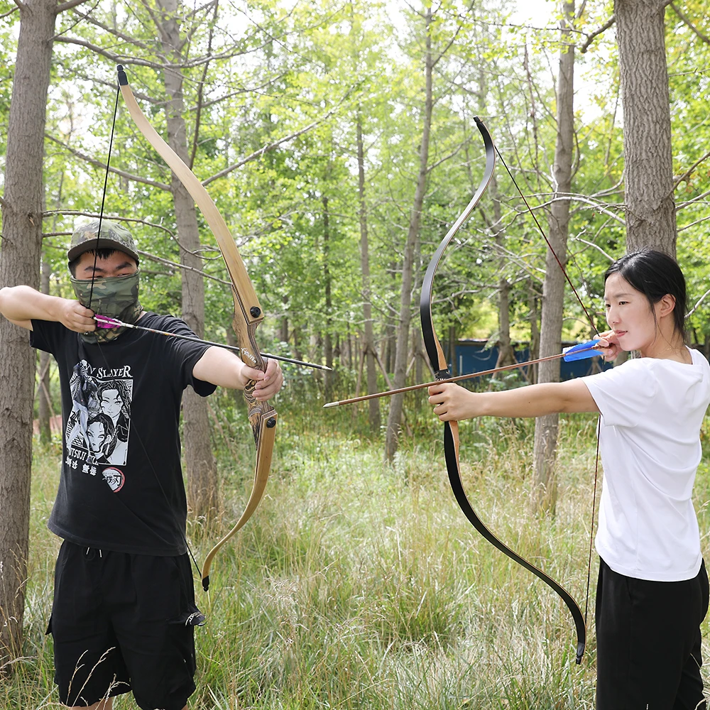 BLACK HUNTER 60'' Recurve Bow 25lbs-60lbs Right/Left Hand Bow Tech Wood Traditional Bow Wooden Split Archery Bow For Hunting Bow