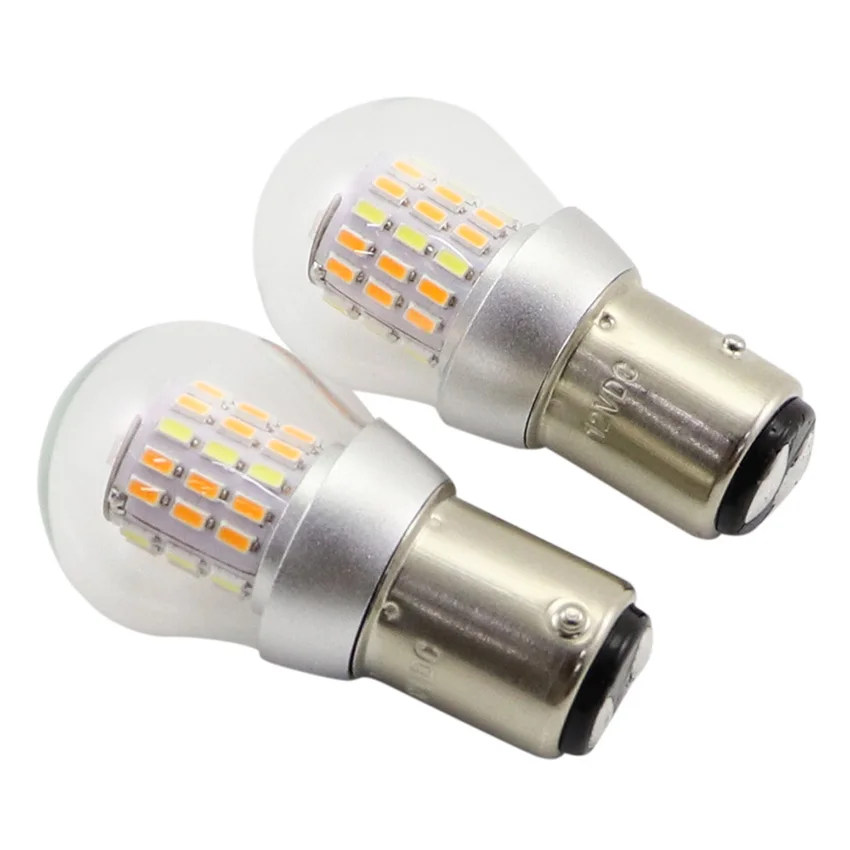 2Pcs S25 1157 P21/5W LED Bulb Car Turn Signal Brake Dual Color Light Led chips Auto Driving Turning Lamp 12V White Yellow