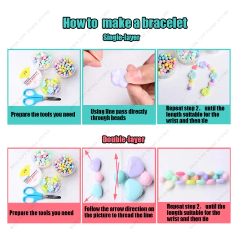 Bead Kids Set for Jewelery Making Craft Beads Little Girls DIY Necklaces Bracelet Children Games Gift Jewelry