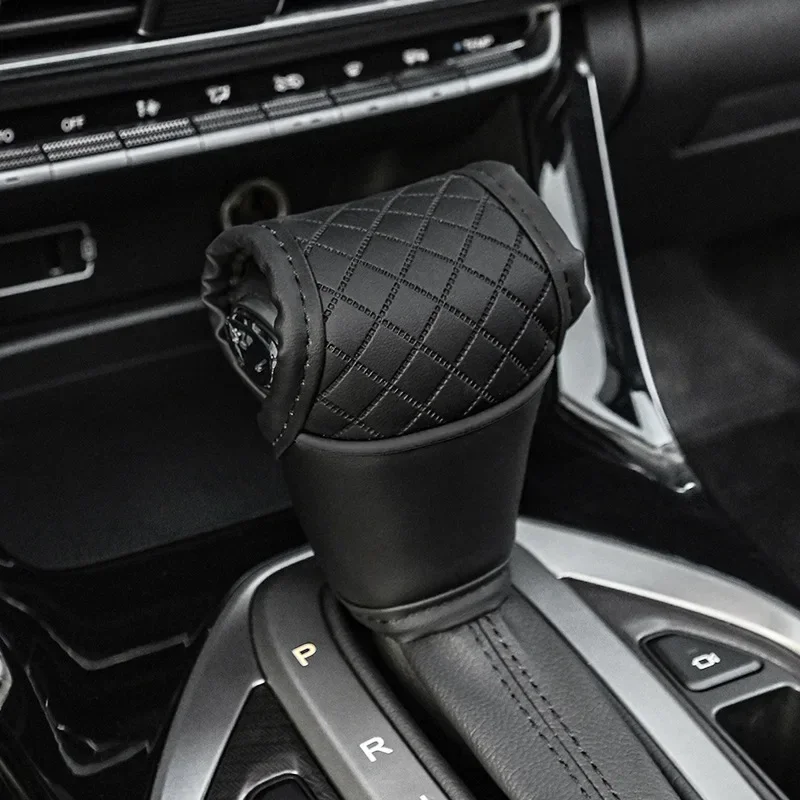 PU Leather Car Automatic Gear Handle Cover Non-Slip Wear-resistant Shift Knob Decor Protective Covers Interior Accessories