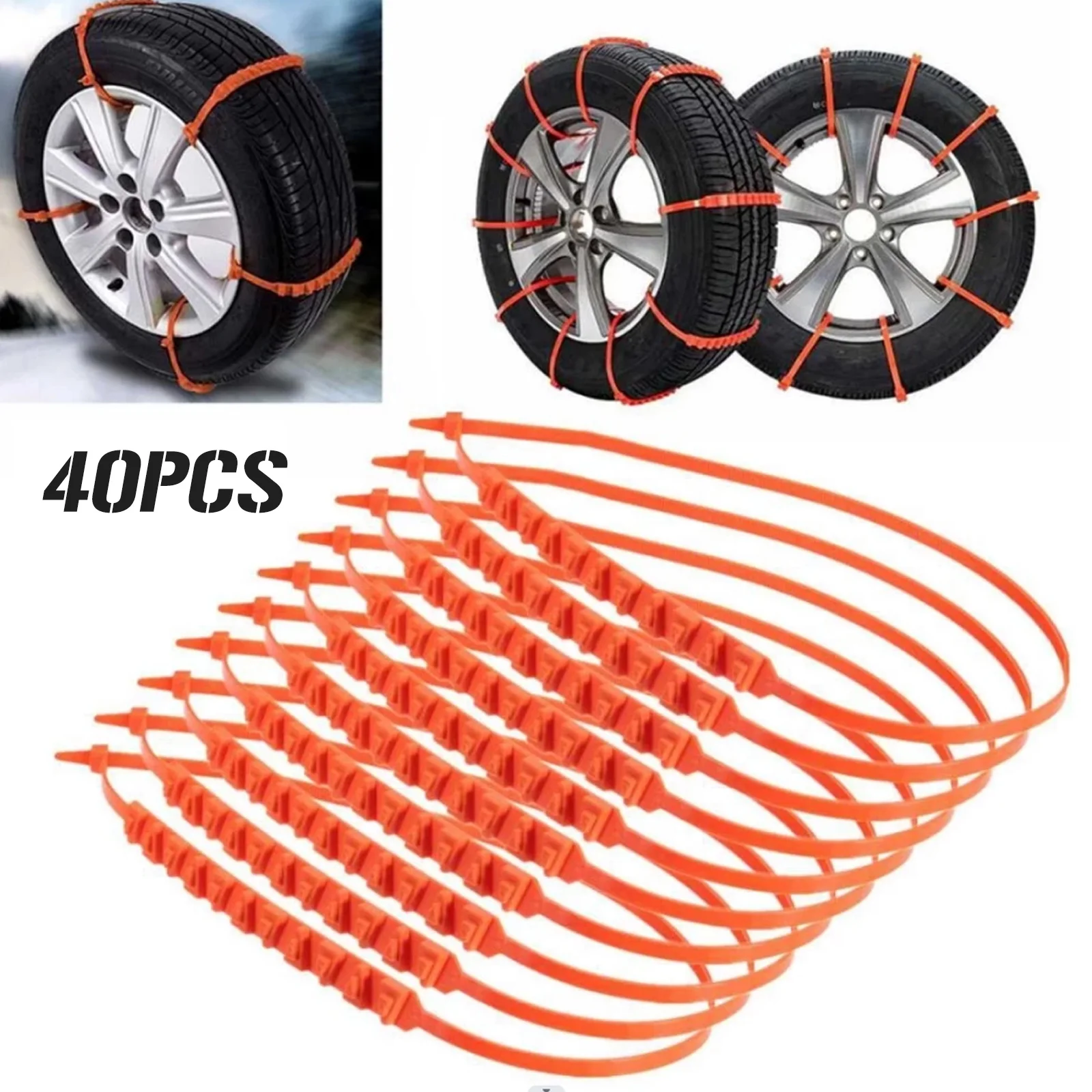 20/40Pcs Chains Winter Snow Anti Slip Cable Ties for Car Truck Wheel Tyre Double Grooves Anti-Skid Chain