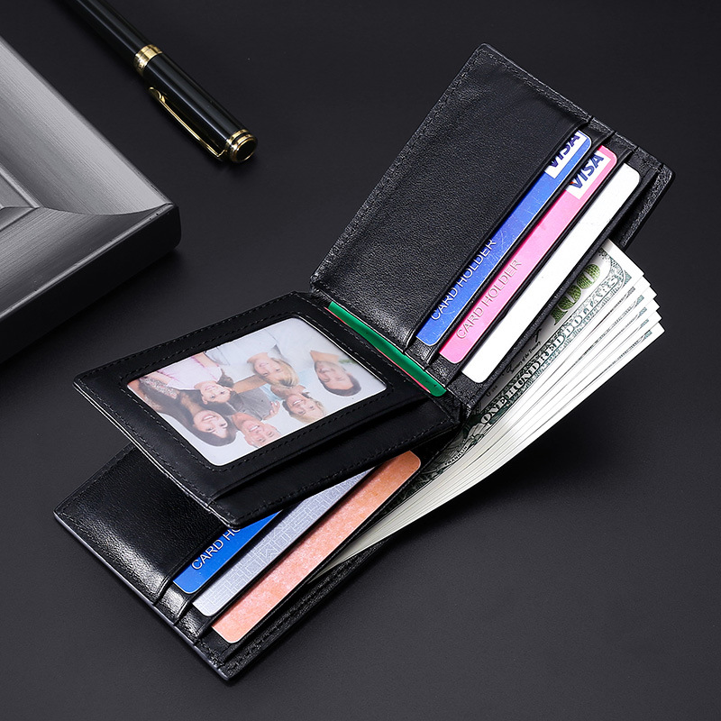 High Quality Genuine Leather Men Wallet Rfid Blocking Card Holder Wallet Brand Luxury Short Pocket Purse Gift for Father Husband