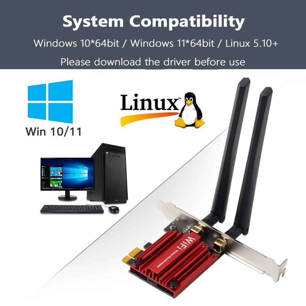 New 5.8 Gbps Wi-Fi 7 Bluetooth 5.4 PCI-E Wifi Adapter Intel BE200 Card 2.4/ 5/ 6 GHz 802.11be For Windows 11 PC Desktop