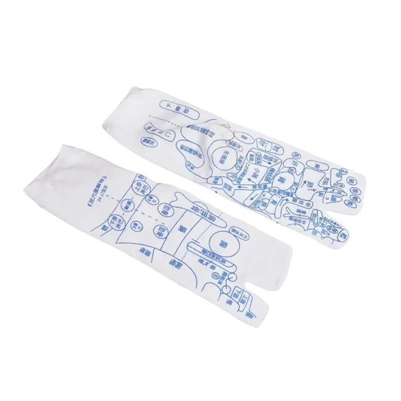 Acupressure Reflexology Chart Socks 2 Toe Split Foot Massage Meridian Hosiery