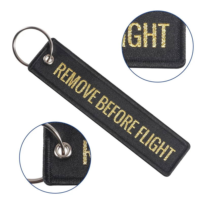 1pcs Car Key Ring Key Fobs Chaveiro INSERT BEFORE FLIGHT Keychain Jewelry Popular Llaver Motorcycle Key Tag OEM Red Embroidery